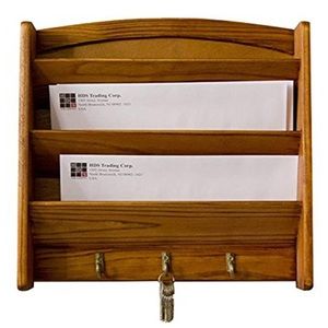Wall Organizer with Key Rack Hooks Wood